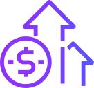 A purple icon with a dollar sign and arrows represents an immersive training program vendor.