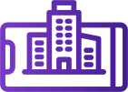 An iconic purple building icon.