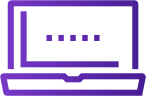 A purple laptop icon on a black background, available from an immersive training program vendor.