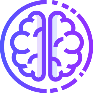 A purple and blue brain icon inside a circle.