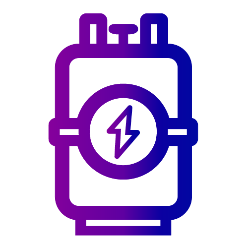Purple battery icon with a lightning bolt symbol for training industries.