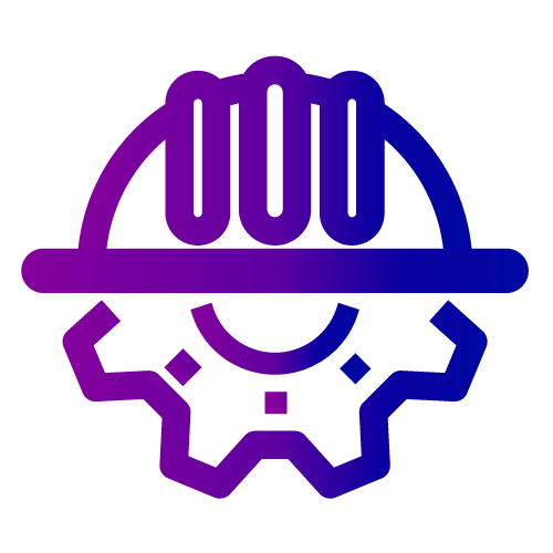 A purple graphic combining a hard hat and a gear symbol, possibly representing construction, engineering, or industrial training.
