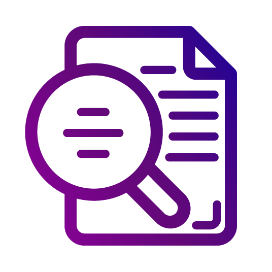 Document safety inspection concept with magnifying glass icon.