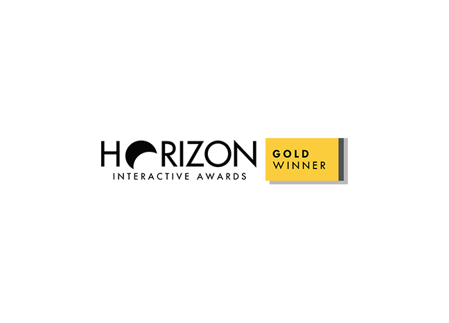 Horizon Interactive Awards logo, highlighting our accolade as a gold winner for Custom Training Games for Employees.