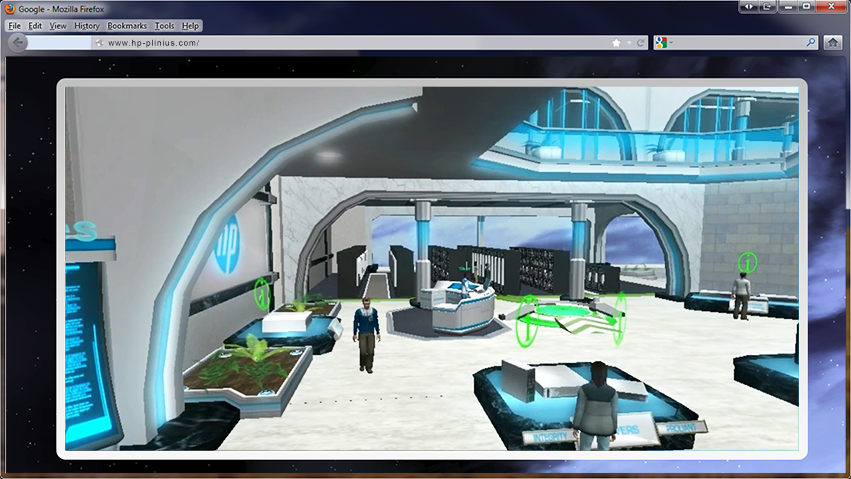 A person navigating through a futuristic virtual environment featuring sleek furniture and architectural design during an immersive technical training session.