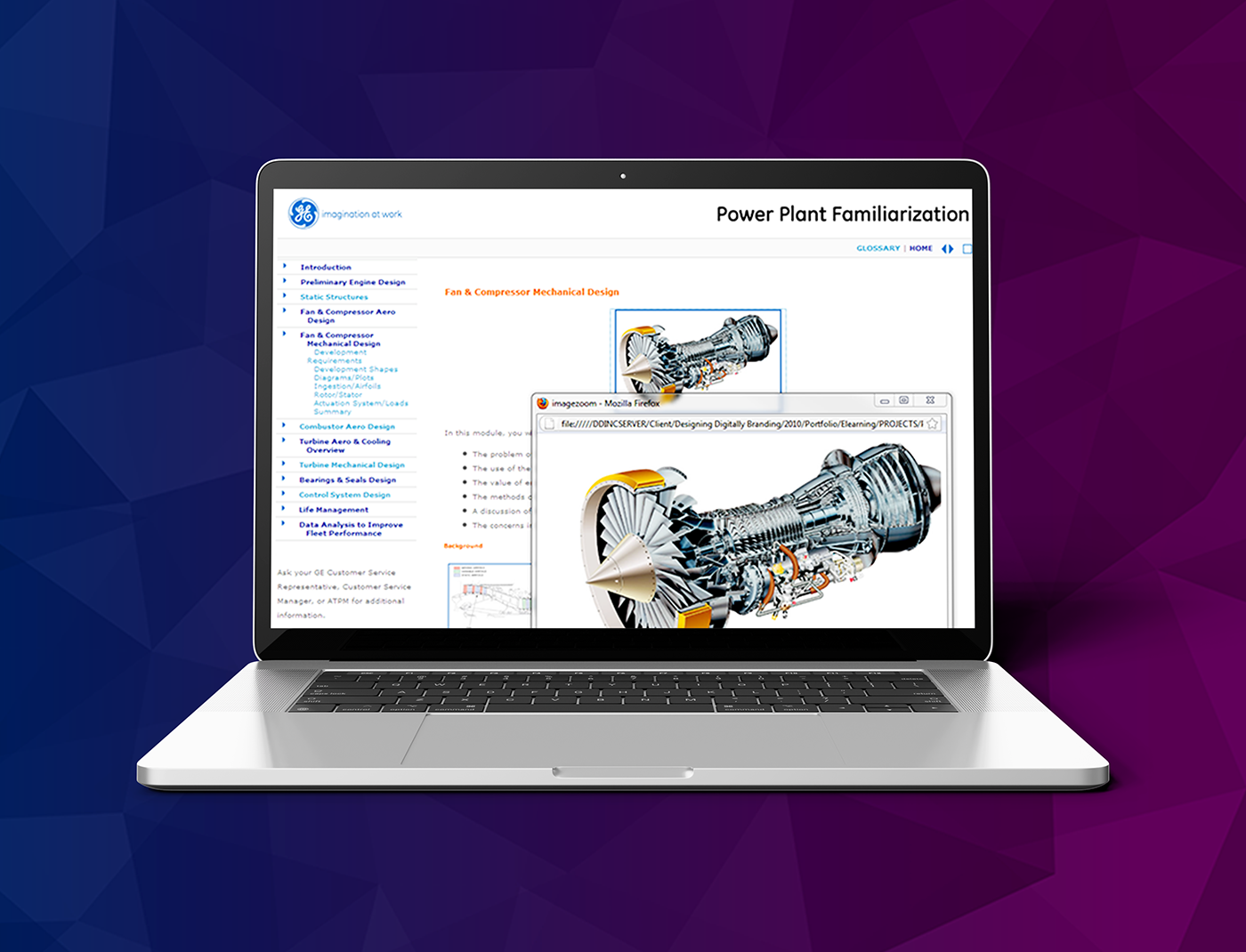 Designing Digitally - A laptop displaying documentation and a diagram for power plant compressor mechanical design on the screen showcases the comprehensive Power Plant Training Solutions. Designing Digitally -