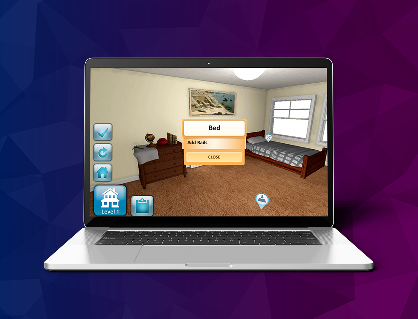 An Occupational Therapy simulation displayed on a laptop screen.