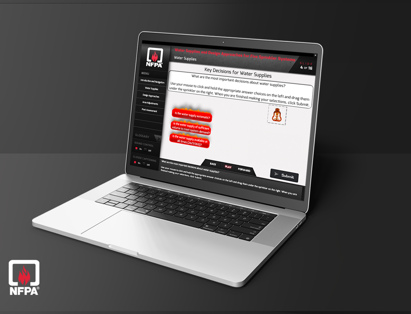 A laptop computer with a red and black screen.