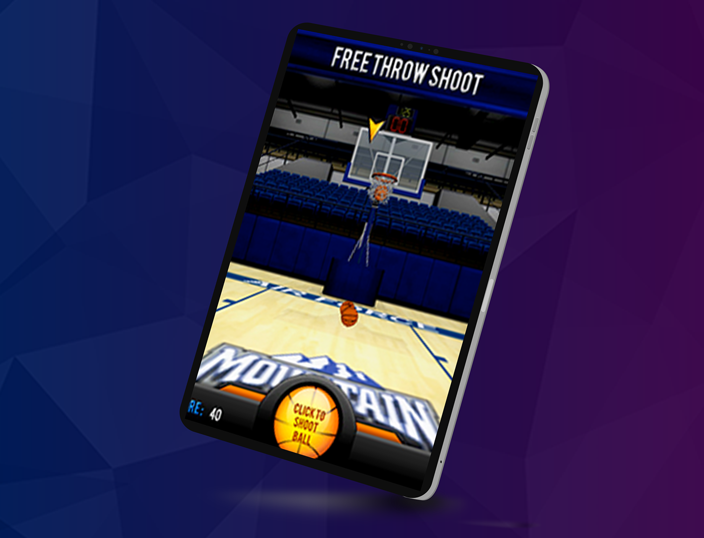 A smartphone featuring a USAFA basketball game integrated into a web-based metaverse.
